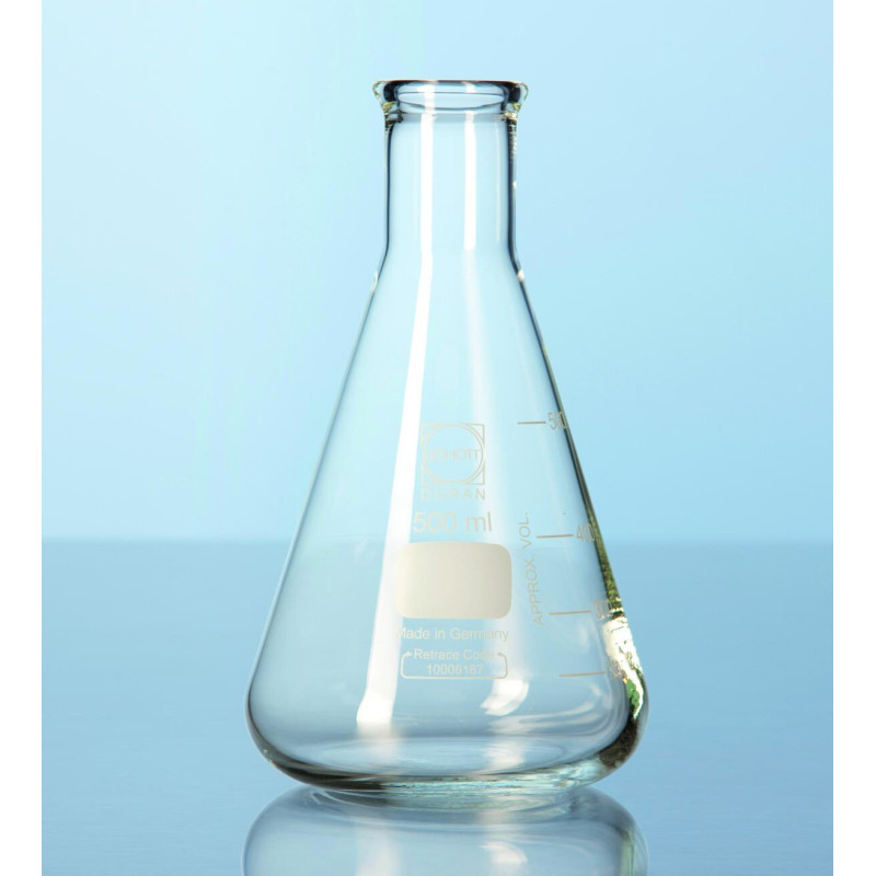 FIOLE ERLENMEYER EN VERRE DURAN SUPER DUTY A COL ETROIT USAGE INTENSIF 2000 ML