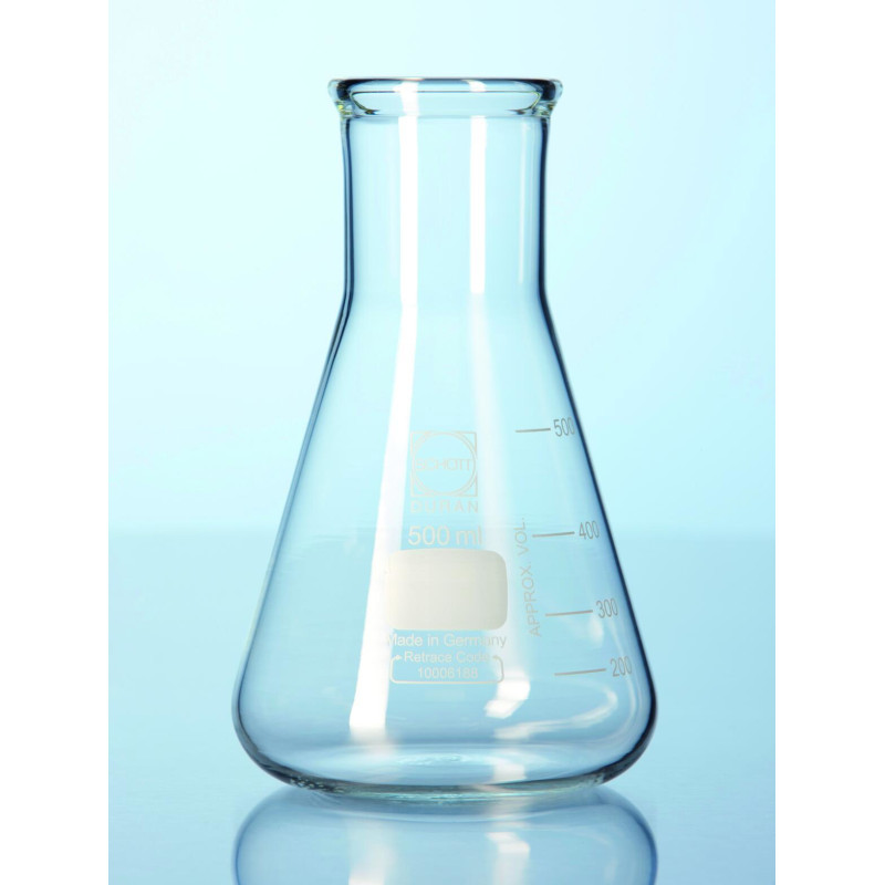 FIOLE ERLENMEYER EN VERRE DURAN SUPER DUTY A COL LARGE USAGE INTENSIF 100 ML