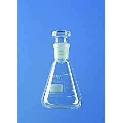 FIOLE ERLENMEYER EN VERRE DURAN 250 ml RODAGE 29/32 AVEC BOUCHON