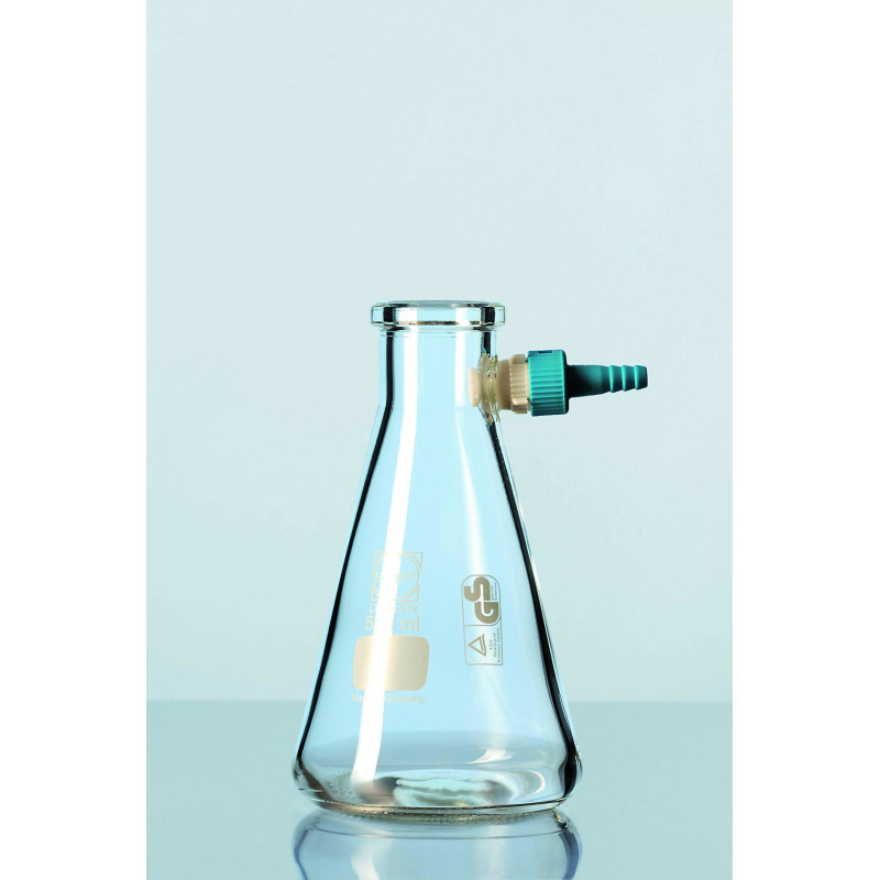 FIOLE ERLENMEYER A FILTRER EN VERRE DURAN AVEC RACCORD A VIS KECK, 2 litres