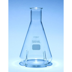 FIOLE ERLENMEYER DE CULTURE EN VERRE PYREX COL EVASE, AVEC DEFLECTEURS