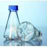 FIOLE ERLENMEYER DE CULTURE EN VERRE DURAN, COL A VIS GL 45 AVEC DEFLECTEURS ET BOUCHON