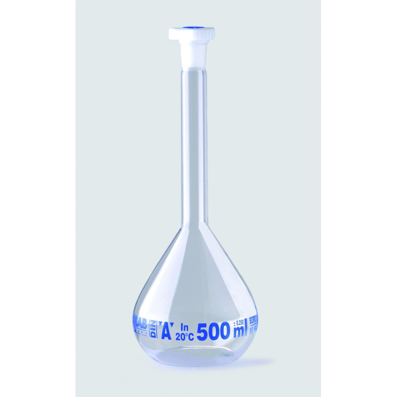 FIOLE JAUGEE EN VERRE BOROSILICATE A COL RODE 10/19 CLASSE A BOUCHON EN POLYPROPYLENE 10 ML