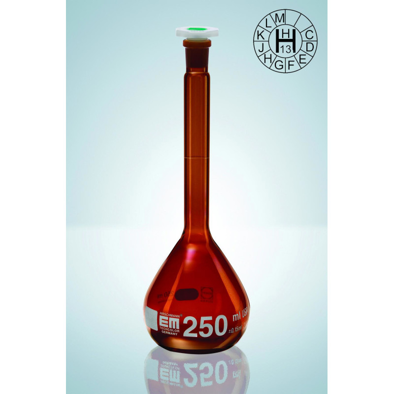 FIOLE JAUGEE EN VERRE BRUN DURAN HIRSCHMANN A COL RODE 29/32 CLASSE A BOUCHON EN POLYPROPYLENE 2000 ml