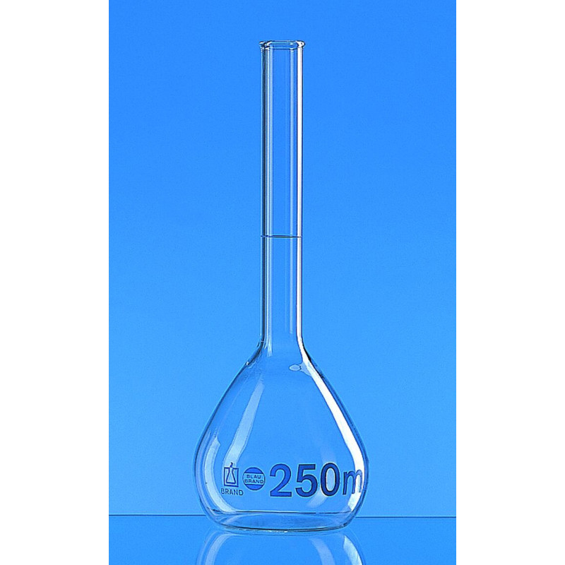 FIOLE JAUGEE EN VERRE DURAN BLAUBRAND, COL LISSE CLASSE A
