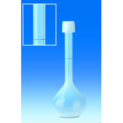 FIOLE JAUGEE VITLAB EN PFA CLASSE A 250 ml COL A VIS GL 25 AVEC BOUCHON