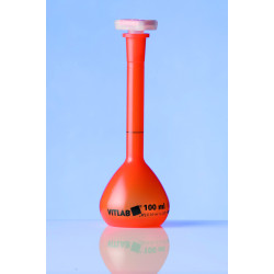 FIOLE JAUGEE EN PMP ORANGE VITLAB , COL RODE CLASSE A AVEC BOUCHON