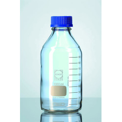 FLACON ISO EN VERRE DURAN COL A VIS AVEC BOUCHON BLEU ET BAGUE ANTI-GOUTTE