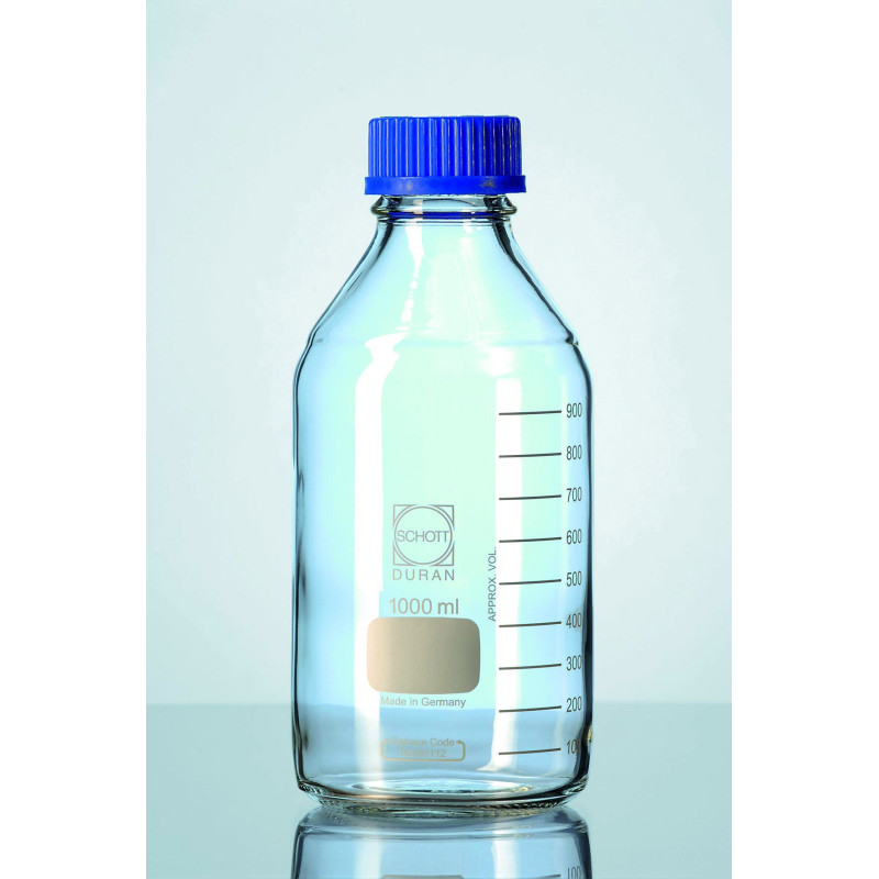 FLACON ISO EN VERRE DURAN COL A VIS GL 45 AVEC BOUCHON 250 ML