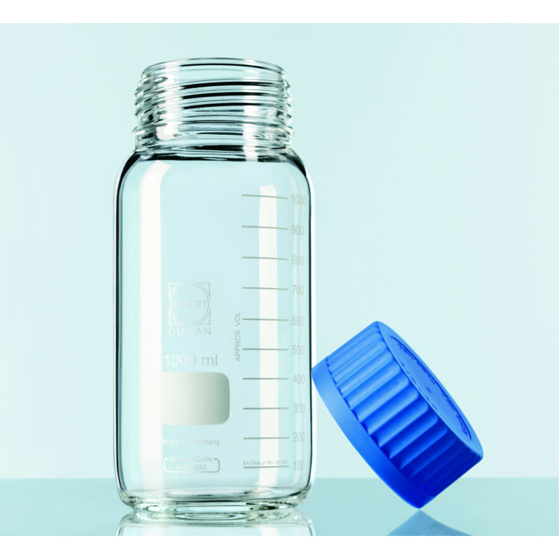 FLACON ISO EN VERRE TRANSPARENT DURAN COL A VIS GL 80 AVEC BOUCHON 2000 ML
