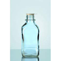 FLACON ISO CARRE EN VERRE SODOCALCIQUE, COL A VIS ETROIT SANS BOUCHON