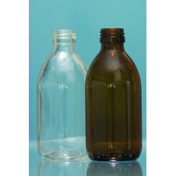 FLACON SIROP EN VERRE, COL A VIS ETROIT AVEC BAGUE PILFERPROOF PP28 SANS BOUCHON