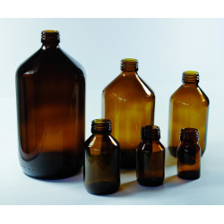 FLACON A EPAULEMENT EN VERRE BRUN AVEC BAGUE PILFERPROOF PP 28 MM CAPACITE 1000 ML PAR 14