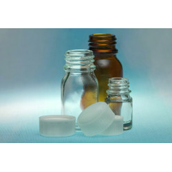 FLACON EN VERRE TRANSPARENT COL ETROIT A VIS, BAGUE PH 13 MM CAPACITE 2,5 ML PAR 360