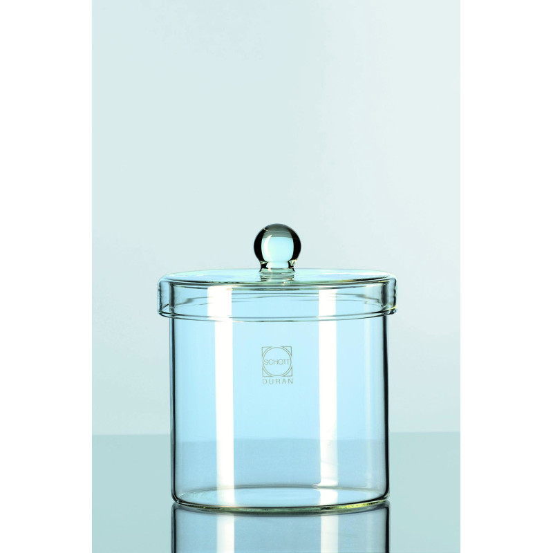 BOCAL EN VERRE DURAN, AVEC COUVERCLE COIFFANT