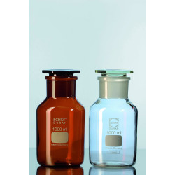 FLACON EN VERRE BRUN DURAN COL LARGE RODE 24/20 AVEC BOUCHON VERRE 50 ML