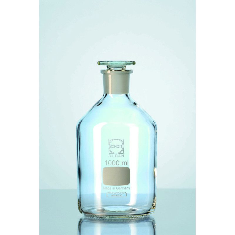 FLACON EN VERRE TRANSPARENT DURAN COL ETROIT RODE 14/15 BOUCHON VERRE 50 ML