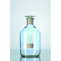 FLACON EN VERRE TRANSPARENT SODOCALCIQUE COL ETROIT RODE 14/23 AVEC BOUCHON VERRE 100 ML