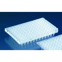 PLAQUE PCR 96 PUITS A PAROI FINE AVEC DEMI CADRE VOL MAX 0,2 ml PAR 50