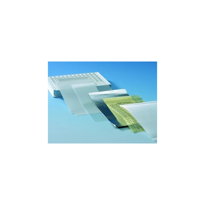 FEUILLE ADHESIVE BRAND EN POLYESTER TRES TRANSPARENT POUR MICROPLAQUE, TEMPERATURE DE -40 A +120øC PAR 100