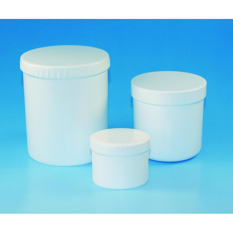 POT EN POLYPROPYLENE BLANC, COL A VIS OUVERTURE TOTALE AVEC COUVERCLE