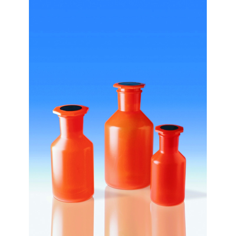 FLACON EN POLYPROPYLENE ORANGE, COL RODE, AVEC BOUCHON