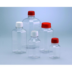 FLACON OCTOGONAL EN PET, GRADUE THERMOSTERILE ASEPTIQUE AVEC BOUCHON A VIS , DIAMETRE COL 31,7 MM CAPACITE 1000 ML PAR 48