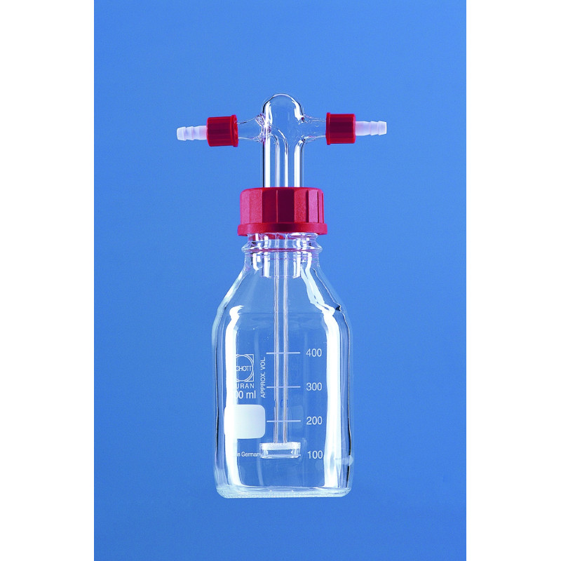 FLACON LAVEUR POUR GAZ SELON DRECHSEL EN VERRE DURAN 500 ML SANS DIFFUSEUR
