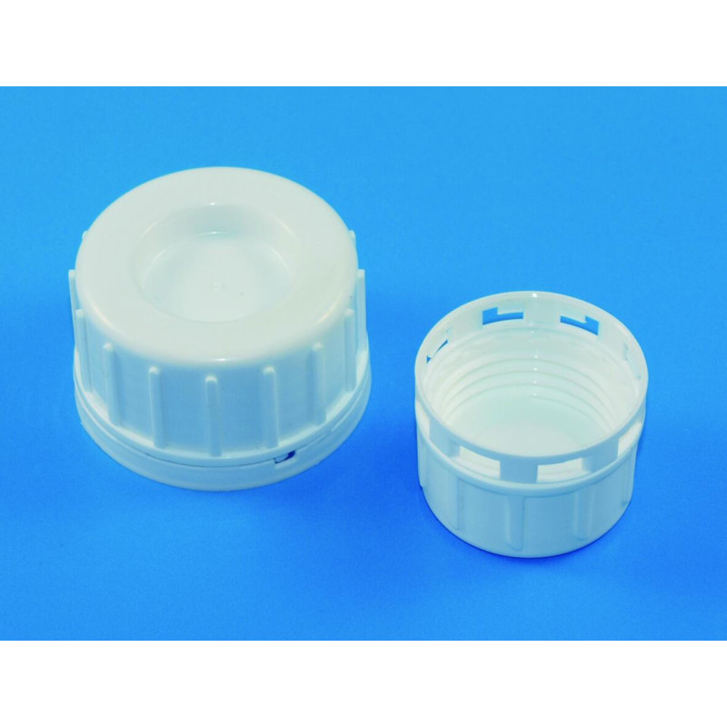 BOUCHON A VIS EN POLYPROPYLENE AVEC BAGUE D'INVIOLABILITE ET JOINT EN PTFE, POUR FLACON SERIE 310