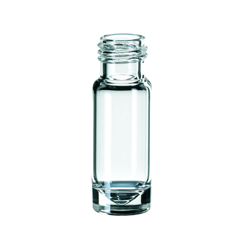 MICRO-FLACON EN VERRE A FOND CONIQUE, 1,1 ML COL LARGE A VIS DN9 PAR 1000