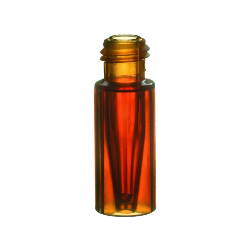 FLACON DE CHROMATOGRAPHIE EN PMP AVEC INSERT EN VERRE 0,2 ml COL LARGE A VIS DN9 PAR 1000