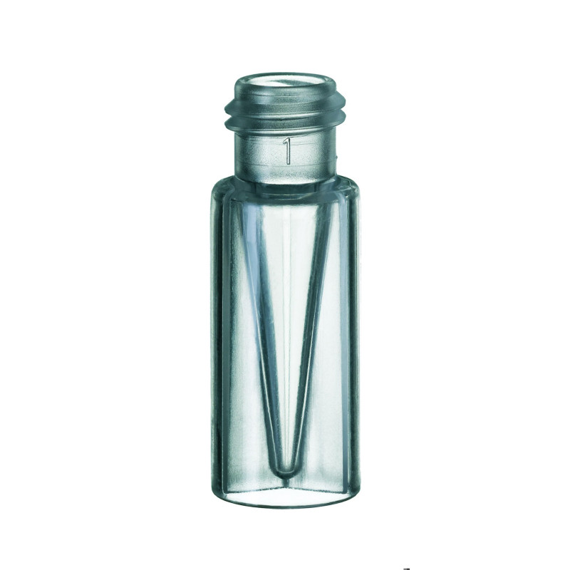FLACON DE CHROMATOGRAPHIE EN POLYPROPYLENE COL LARGE A VIS DN9, AVEC INSERT PAR 1000
