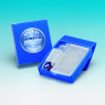 FLACON EN VERRE 2,0 ML COL LARGE A VIS DN9, AVEC ZONE DE MARQUAGE, CAPUCHON BLEU ET SEPTUM SILCONE BLANC/PTFE ROUGE, CERTIFIE HPLC-GC PAR 100