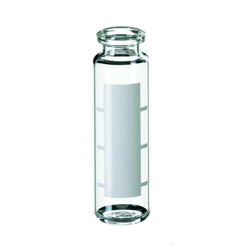 FLACON EN VERRE COL A SERTIR DN20 FOND ARRONDI 20 ML 22,5 X 75,5 MM, POUR ESPACE DE TETE PAR 1000