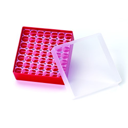 BOITE DE STOCKAGE EN PP ROUGE POUR 49 (7 x 7) VIALS DE 4 ml