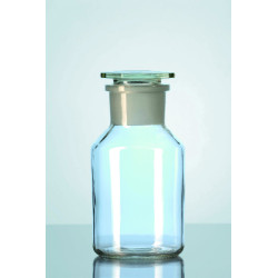 FLACON EN VERRE TRANSPARENT SODOCALCIQUE COL LARGE RODE 34/24 AVEC BOUCHON VERRE 250 ML