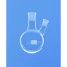 BALLON EN VERRE DURAN FOND ROND BICOL 1000 ml COL CENTRAL 29/32, TUBULURE LATERALE INCLINEE 29/32