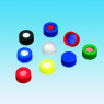 CAPUCHON EN POLYPROPYLENE TRANSPARENT A VIS DN9 AVEC SEPTUM EN CAOUTCHOUC ROUGE/PTFE BEIGE PAR 1000