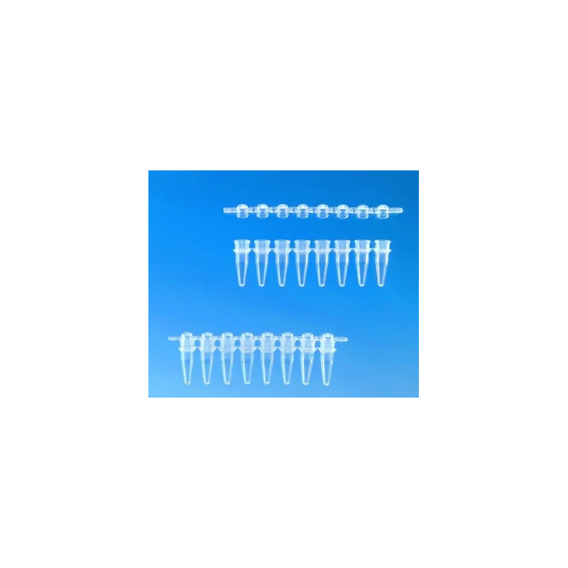 BARRETTE DE 8 MICROTUBES PCR JAUNE BRAND 0,2 ML SANS CAPUCHON PAR 125