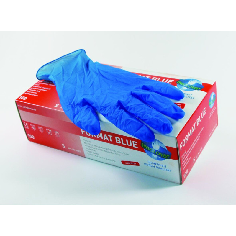 GANTS NITRILE BLEU, NON POUDRE FORMAT BLUE PAR 100