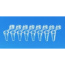 BARRETTE DE 8 MICROTUBES PCR TRANSPARENT 0,2 ML AVEC CAPUCHONS PLATS ATTACHES PAR 120