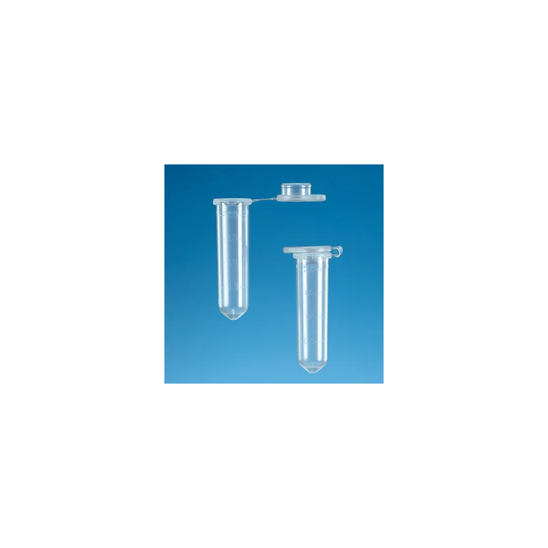 MICROTUBE TRANSPARENT NON STERILE AVEC CAPUCHON VERROUILLABLE, AVEC GRADUATIONS BRAND 2 ML PAR 500