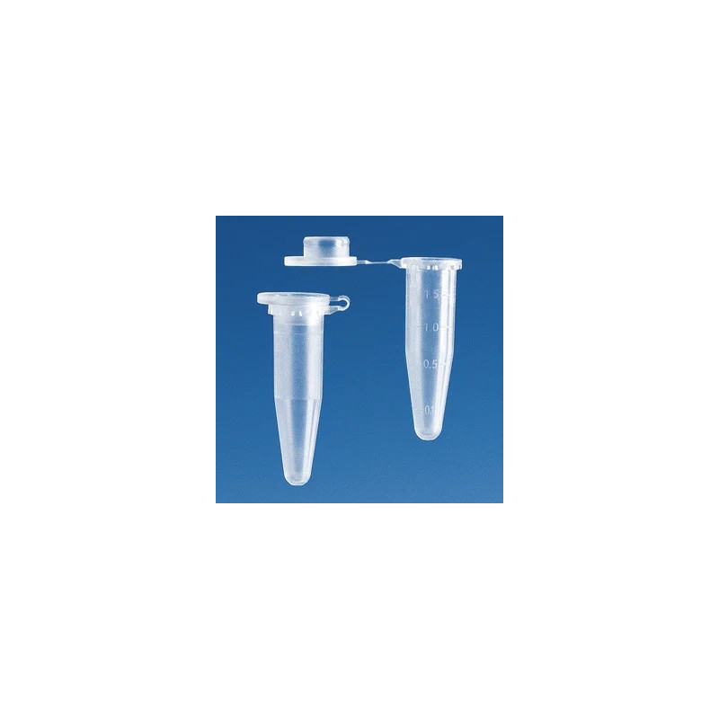 MICROTUBE TRANSPARENT NON STERILE AVEC CAPUCHON VERROUILLABLE, AVEC GRADUATIONS BRAND 1,5 ML PAR 1000