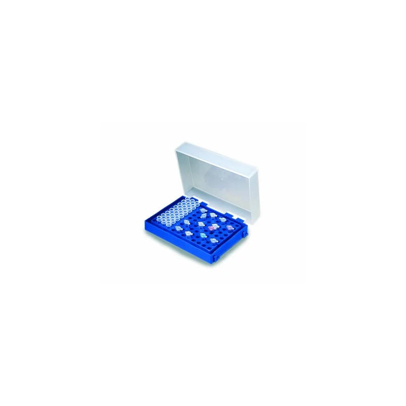 ASSORTIMENT DE 5 COULEURS DE BOITES EN POLYPROPYLENE POUR MICROTUBES PCR 50 EMPLACEMENTS