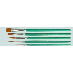 JEU 3 PINCEAUX RONDS TAILLES 0, 4, 6 ET 2 PINCEAUX PLATS TAILLES 6 ET 10