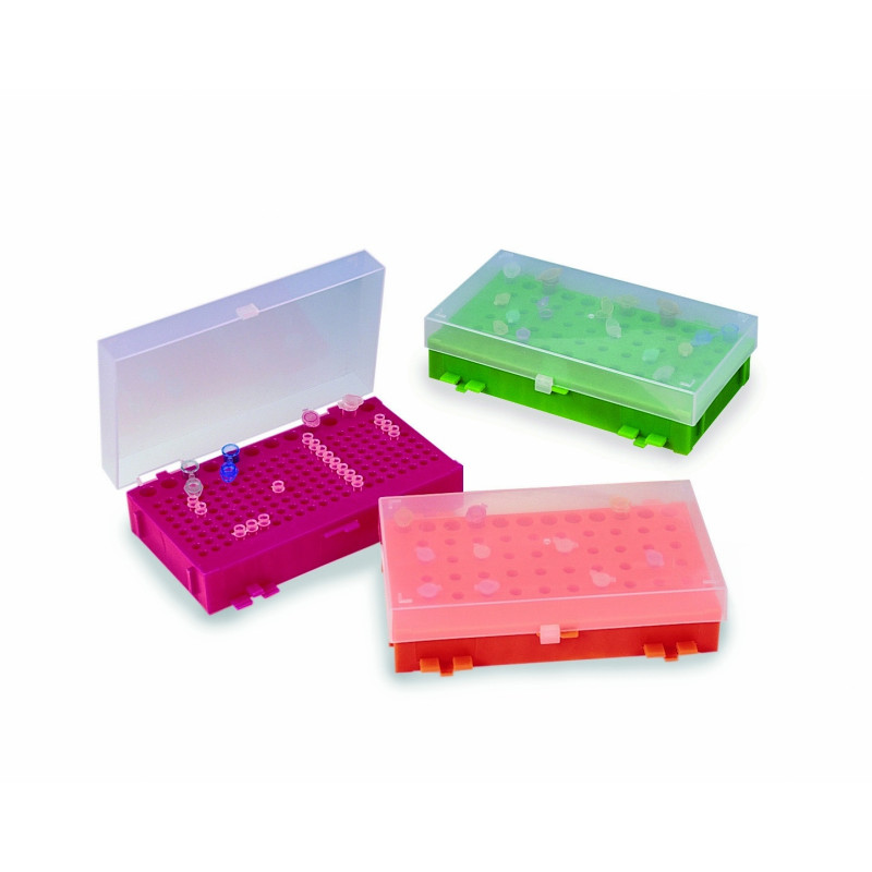 ASSORTIMENT DE 5 COULEURS DE BOITES REVERSIBLES POUR MICROTUBES