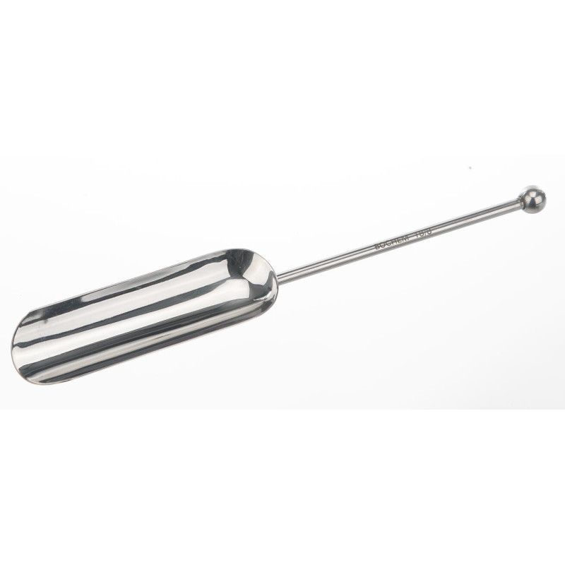 PELLE EN INOX FOND ROND AVEC POIGNEE A BOUTON LONGUEUR 200 mm