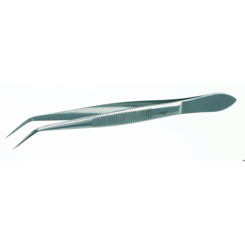 PINCE BRUCELLE EN INOX FORME COURBEE, BOUTS POINTUS LONGUEUR 130 mm
