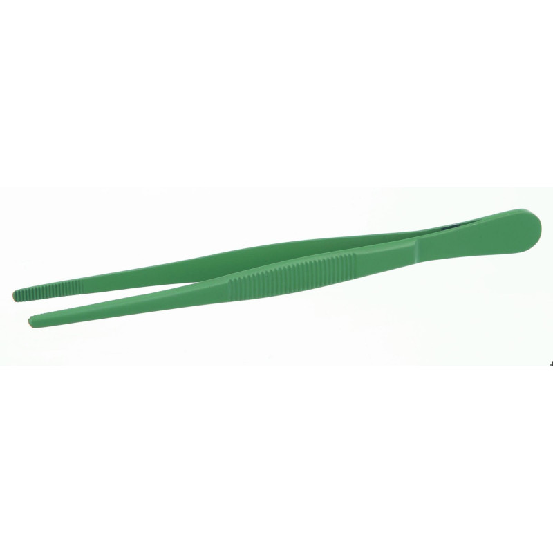 PINCE BRUCELLE EN INOX FORME DROITE, BOUTS ARRONDIS LONGUEUR 115 mm, AVEC REVETEMENT PTFE