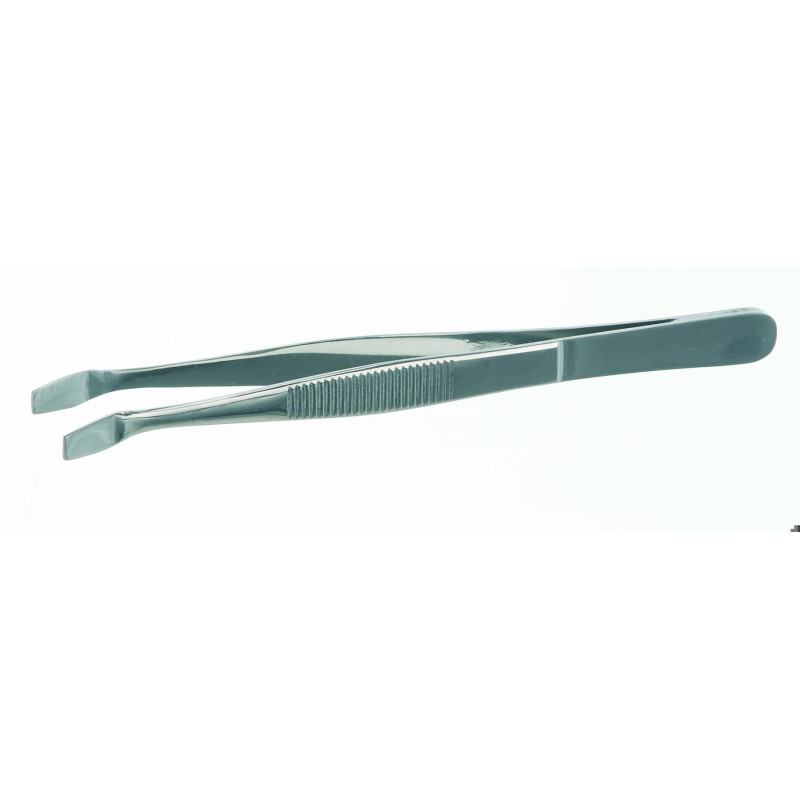 PINCE BRUCELLE EN INOX POUR LAMELLES, FORME COURBEE LONGUEUR 145 mm